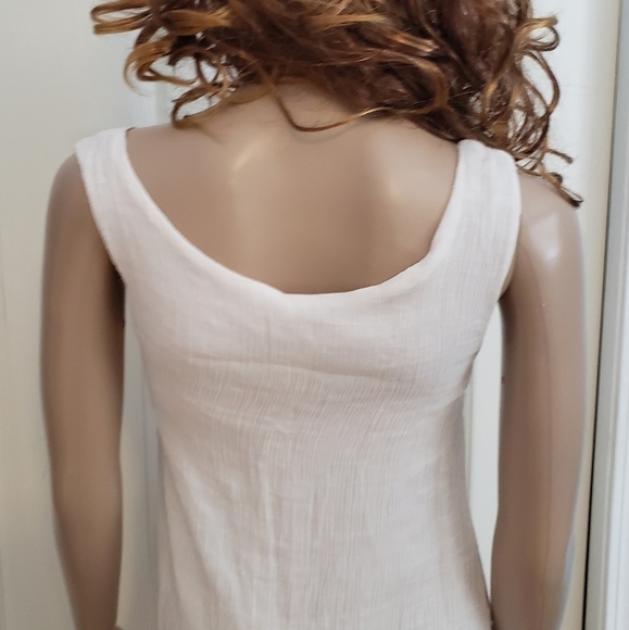 White Linen Tunic Tank Dress Medium - Picture 8 of 16